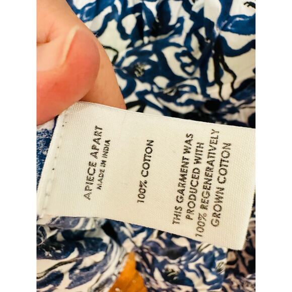 APIECE APART Blue White Floral Cotton Las Alturas Mini Dress Size Medium - Picture 14 of 16